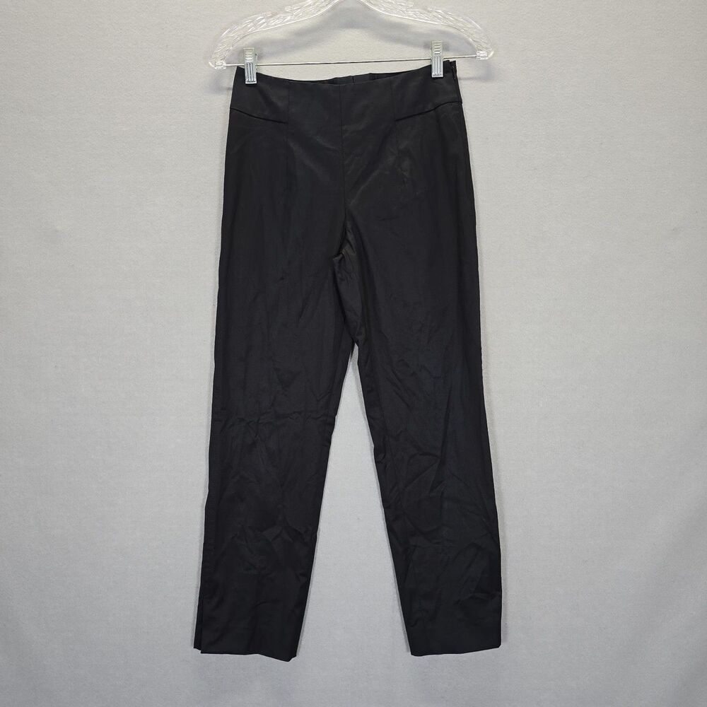 Akris Punto Black Straight Leg Tailored Pants Trousers Womens Size 2 Open Hem